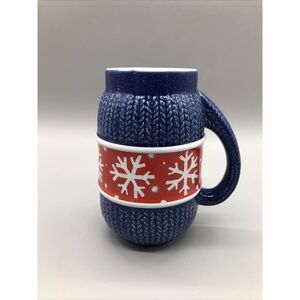 Hallmark Sweater Mug Christmas Holiday Winter Coffee Cocoa Blue Red Snowflakes